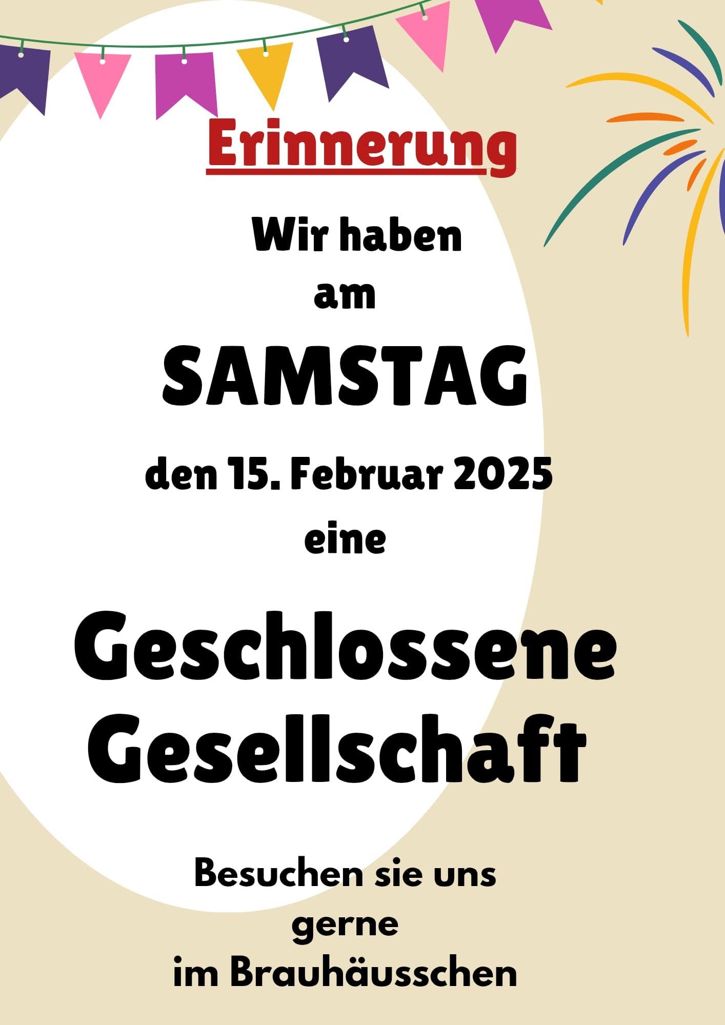 Archivierter Hinweis auf eine geschlossene Gesellschaft am 15. Februar 2025.