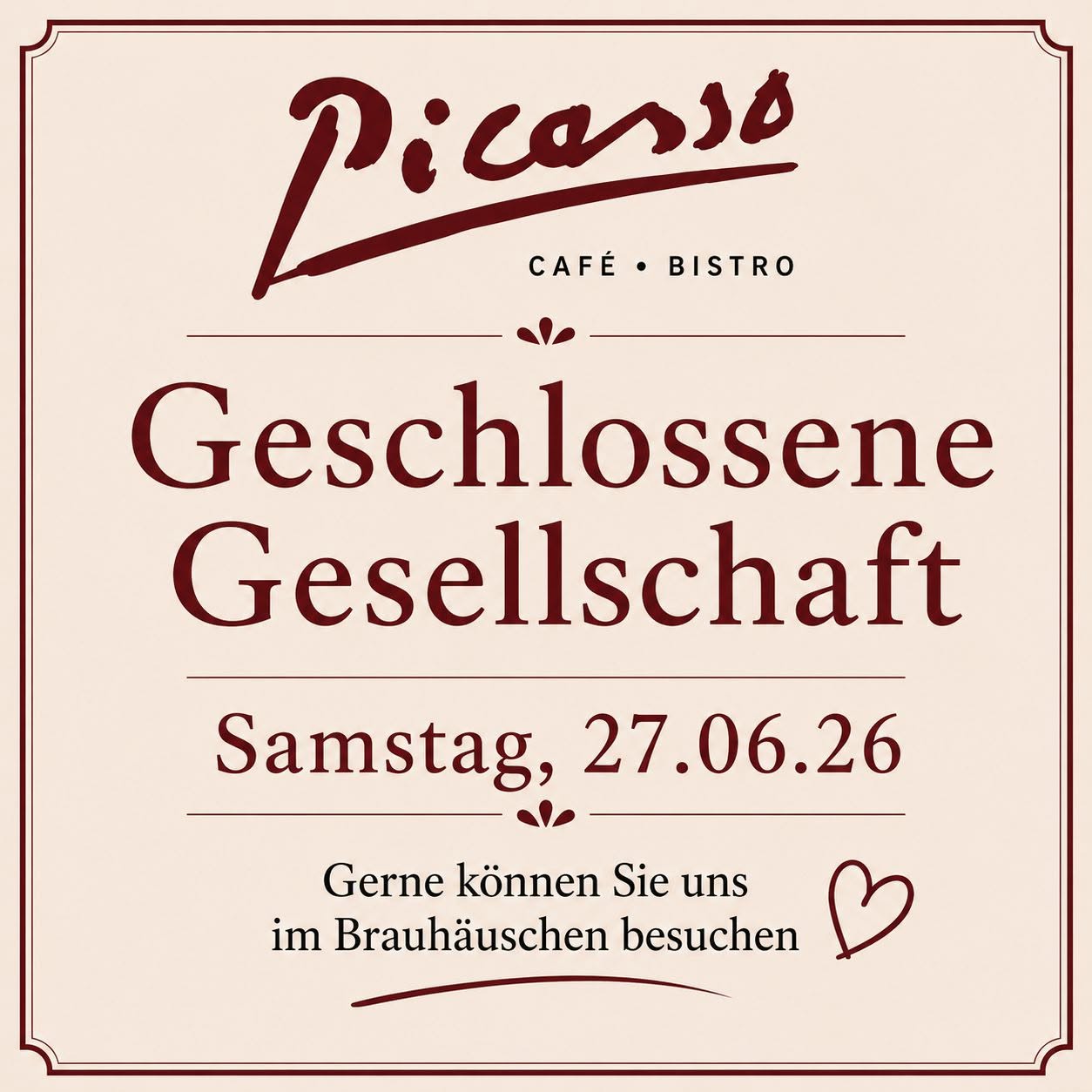 Archivierter Hinweis auf eine geschlossene Gesellschaft am 27. Juni 2026.