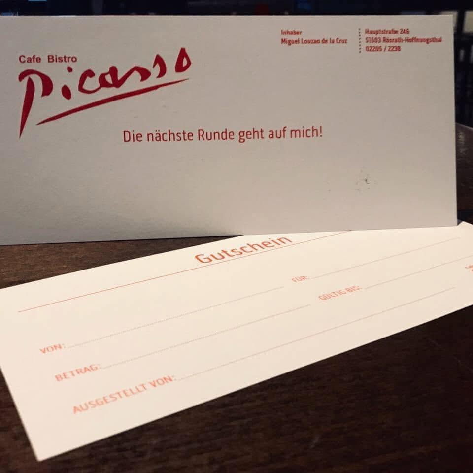 Geschenkgutschein des Café Bistro Picasso.