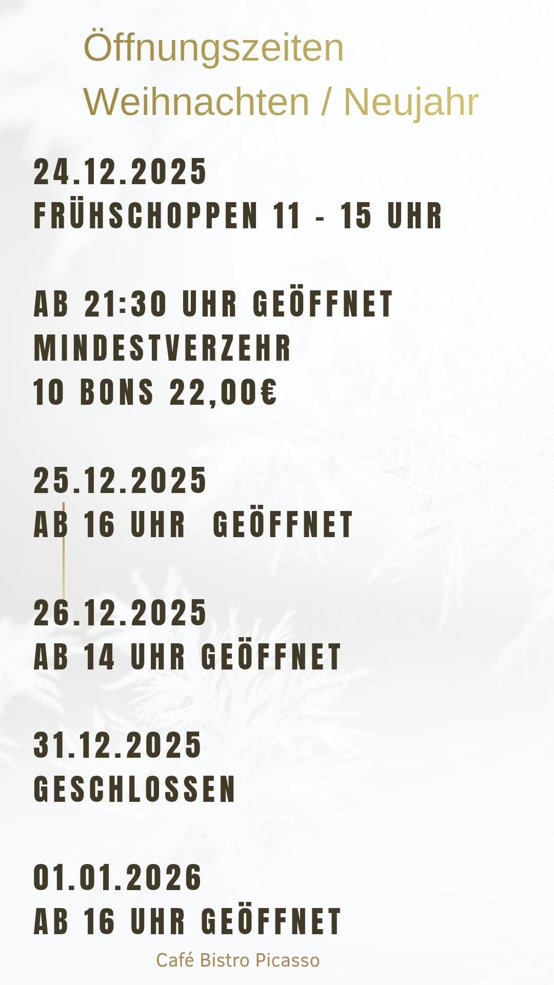Ausführlicher Hinweis zu den Weihnachts- und Neujahrsöffnungszeiten 2025 und 2026.